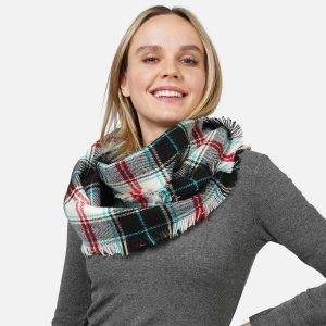 Plaid Infiniti Scarf With Fringe Hem