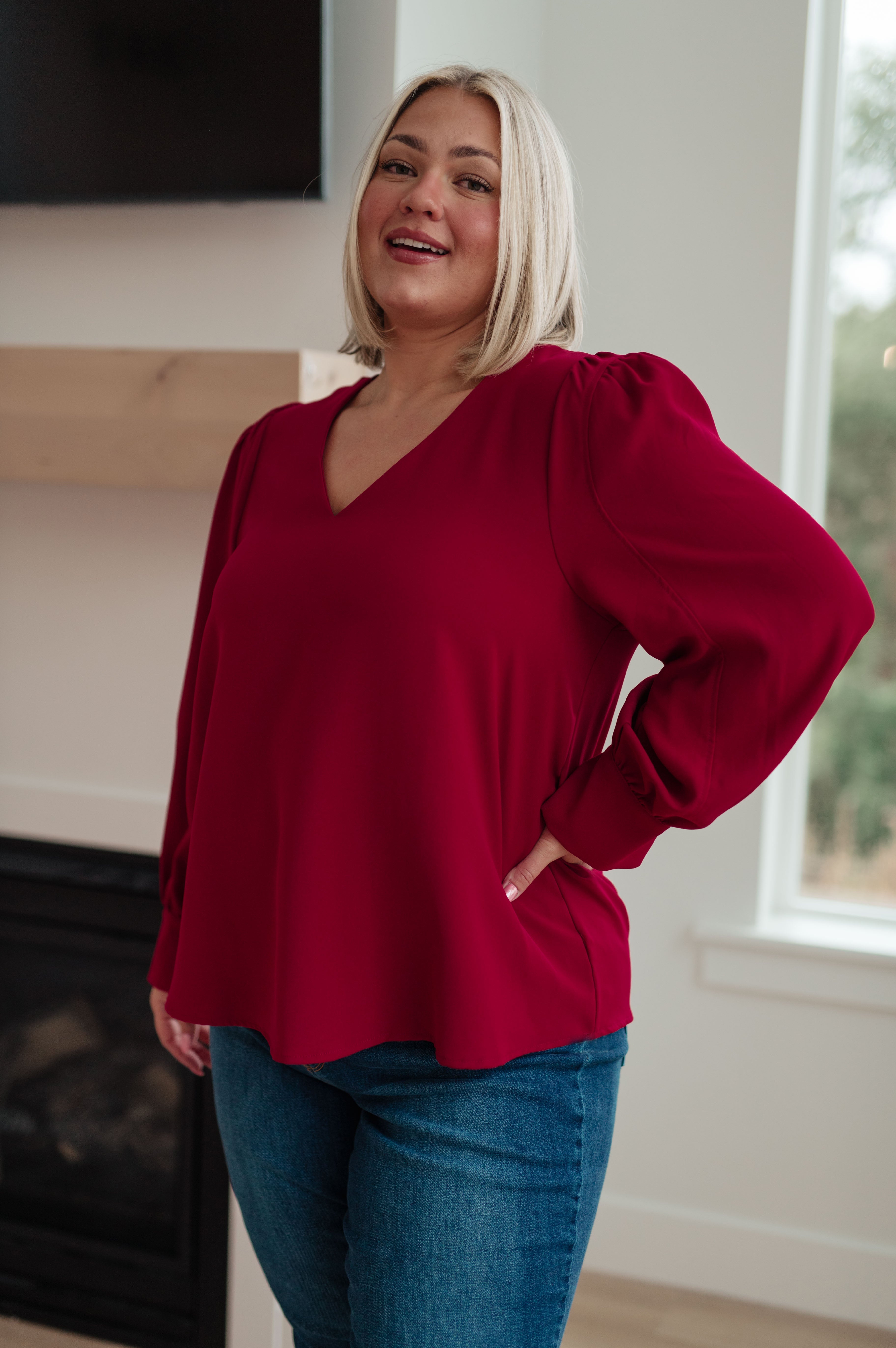 BackinBusinessV-NeckBlouse36