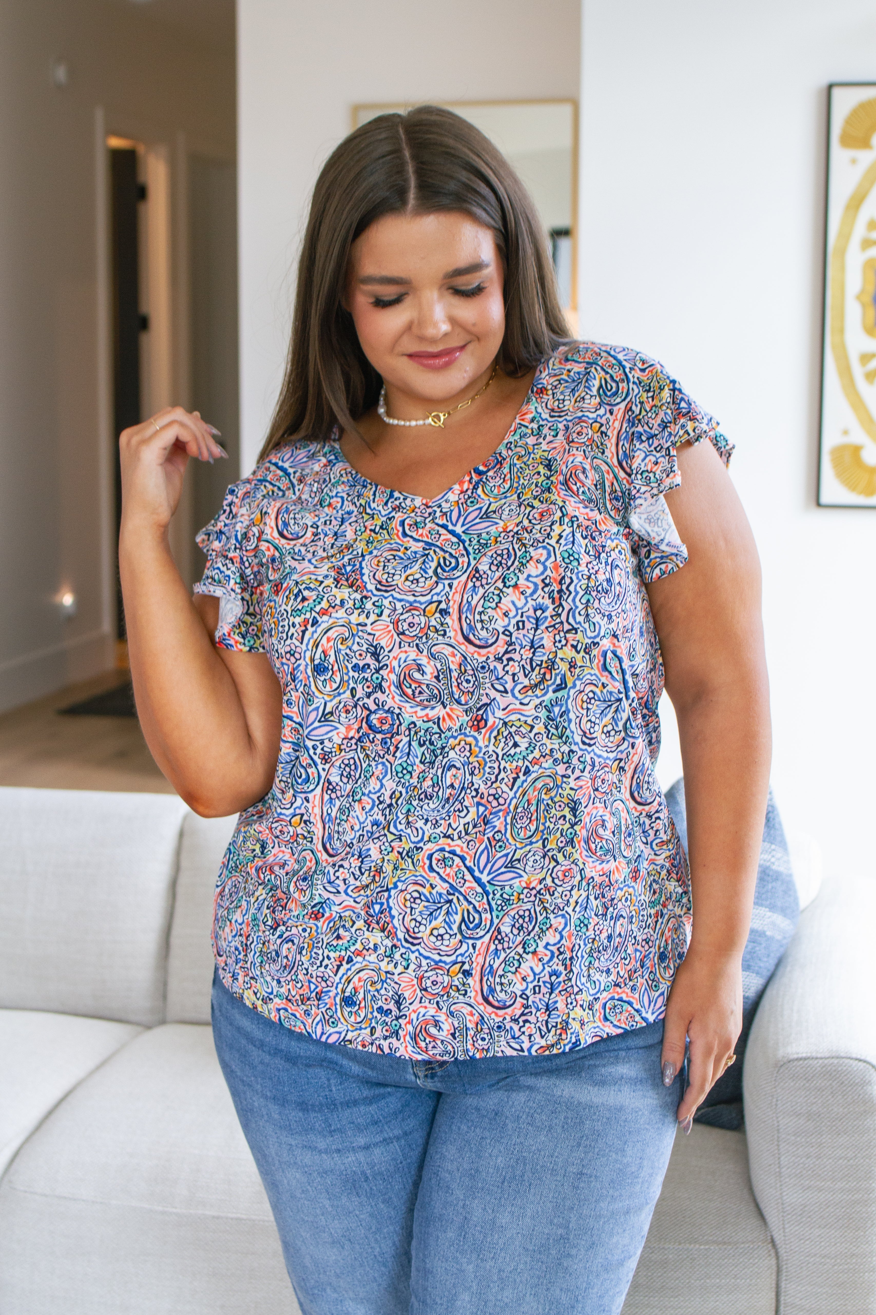 PatientinPaisleyFlutterSleeveTop12