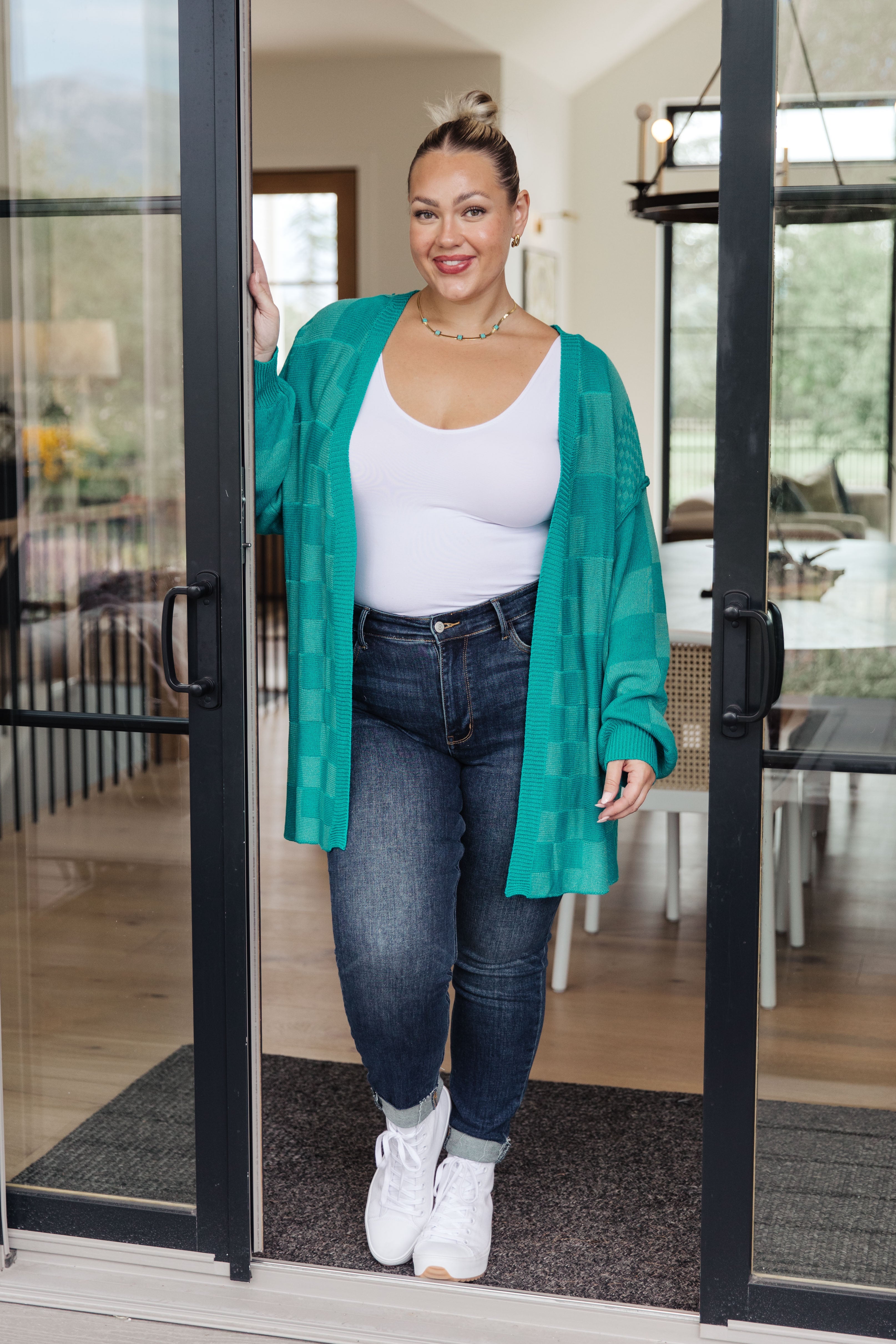 PinkySwearCheckeredOpenFrontCardigan1