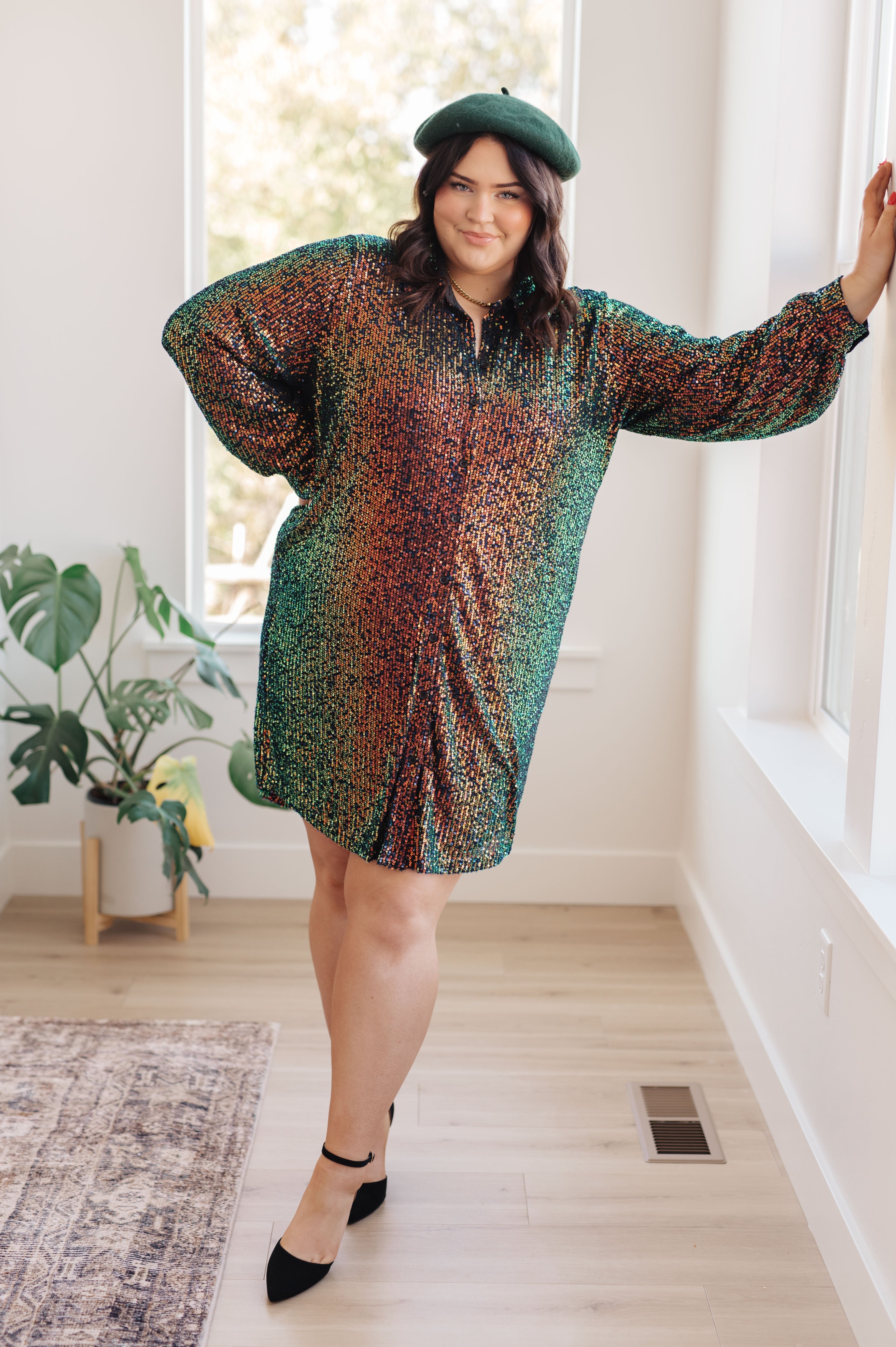 ShimmeringSplendorSequinShirtDress1