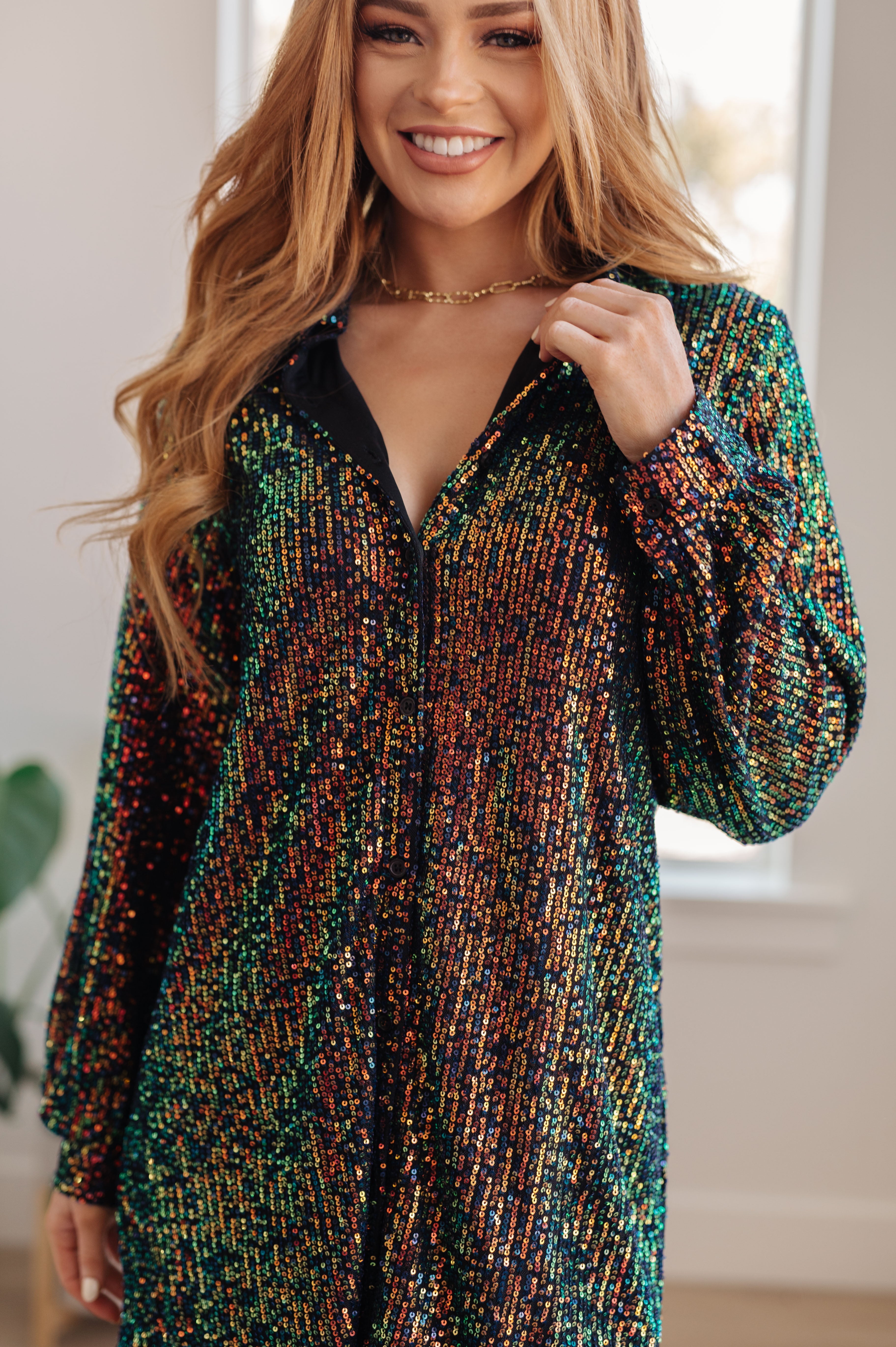 ShimmeringSplendorSequinShirtDress5
