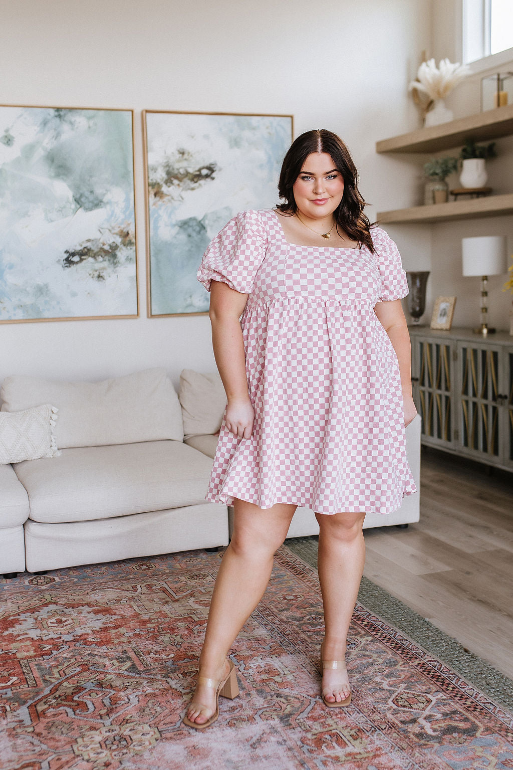 TheMomentCheckeredBabydollDress1
