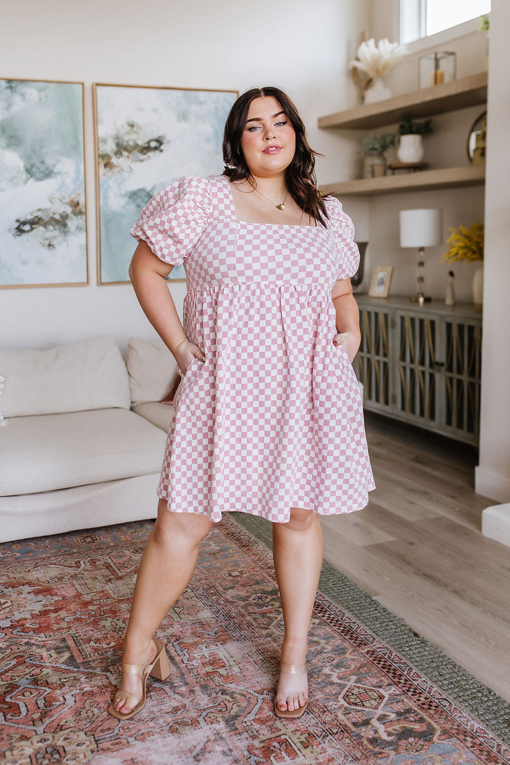 TheMomentCheckeredBabydollDress2