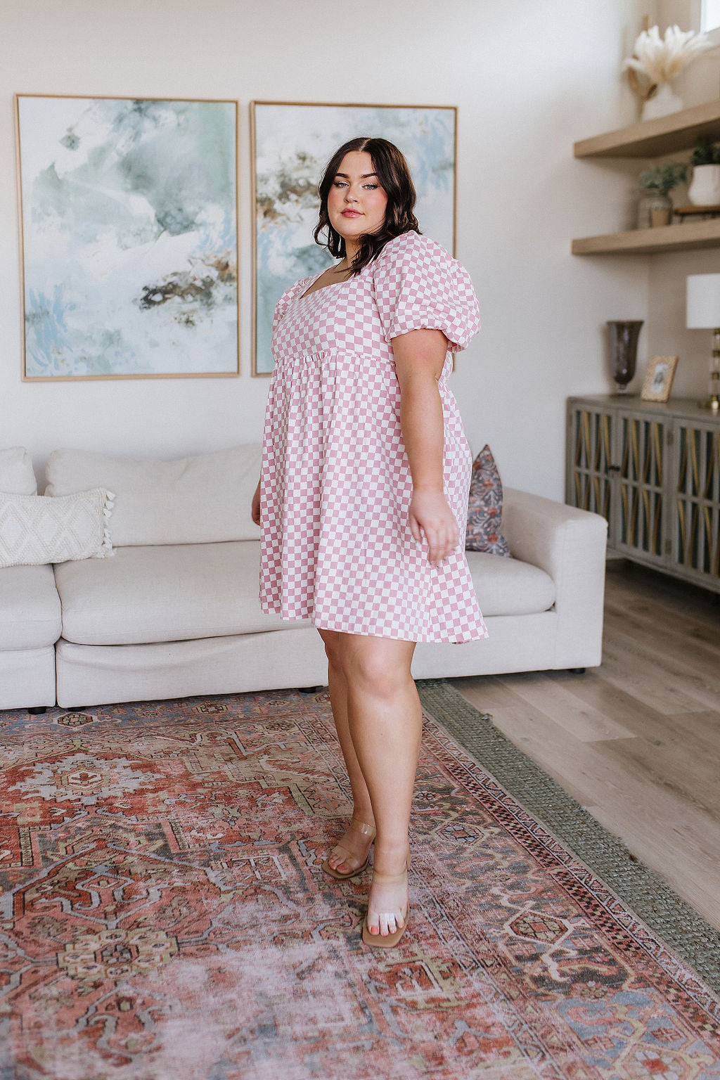 TheMomentCheckeredBabydollDress5