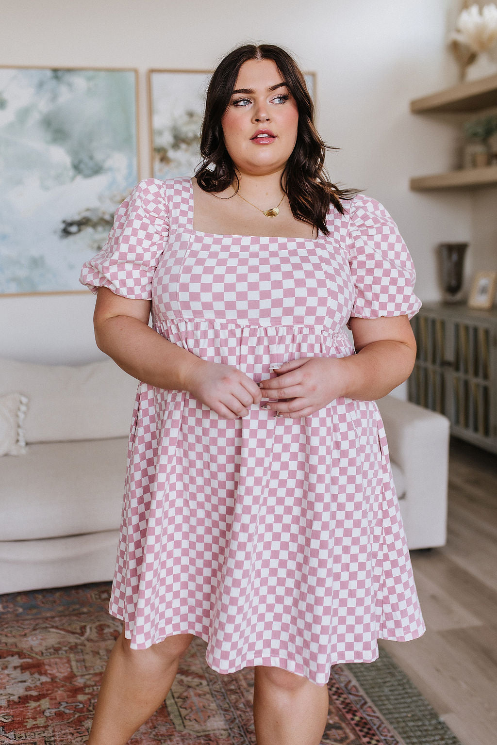 TheMomentCheckeredBabydollDress6