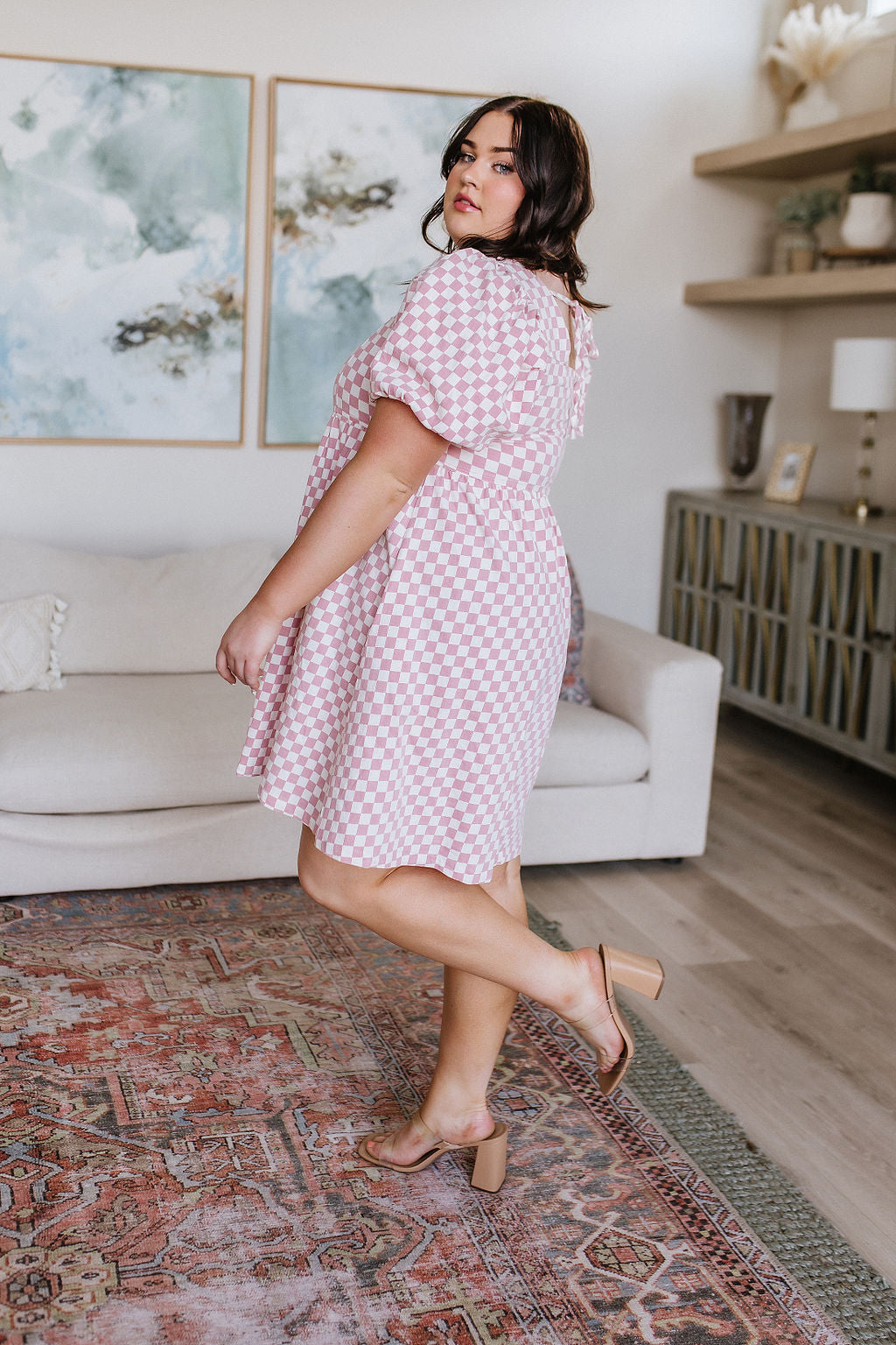 TheMomentCheckeredBabydollDress8